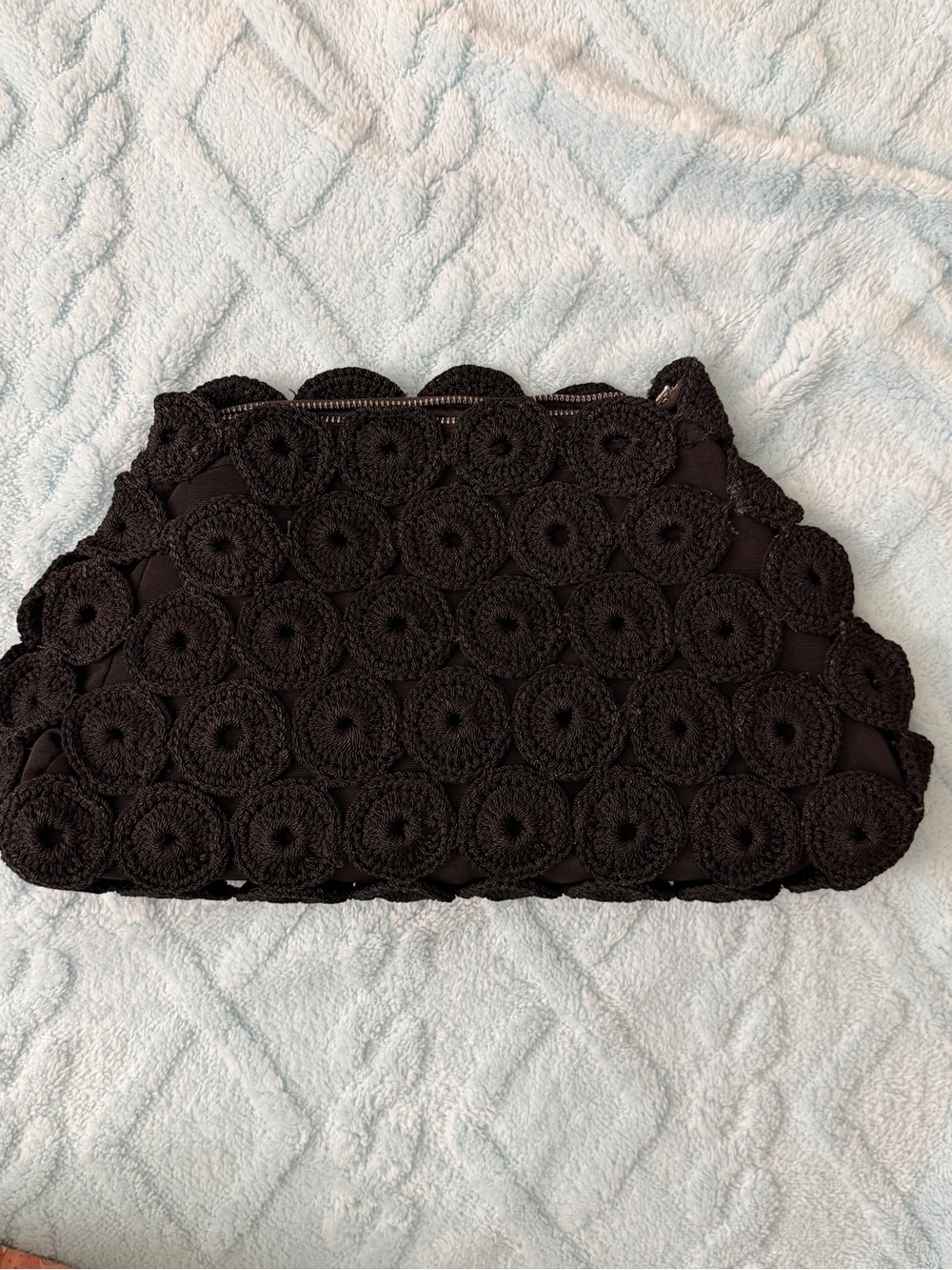 Black Crochet Circle Clutch Bag